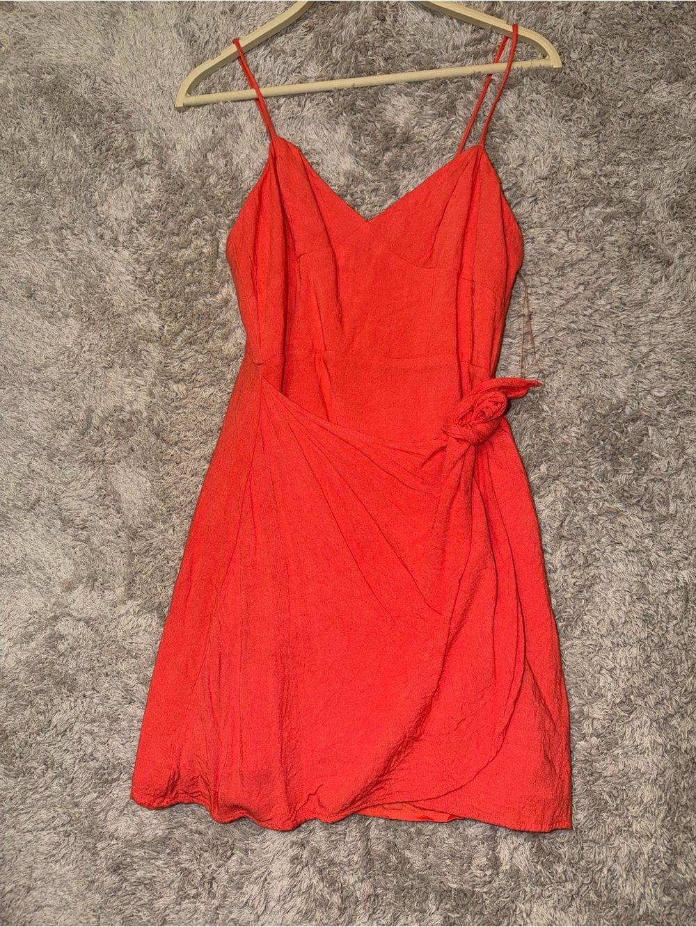 Coral Spaghetti-Strap Wrap Dress